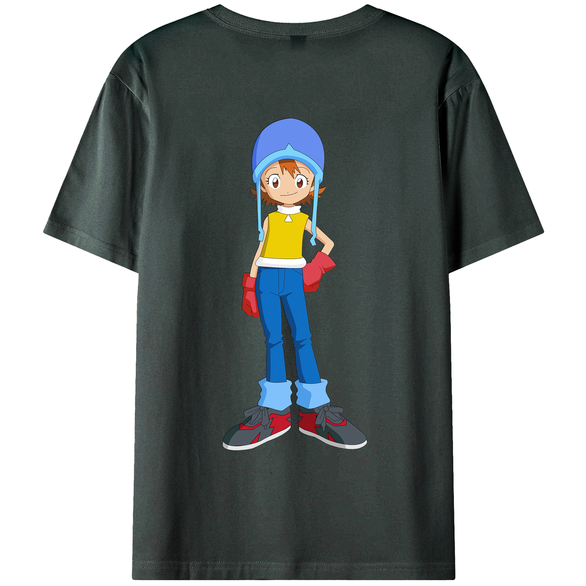（画像用） Digimon デジタルモンスター/デジモン 綿100％ メンズ半袖Tシャツ（バックプリント） 通気性